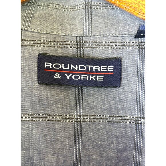 Roundtree & York Indigo Blue Short sleeve button down shirt, Men's 2XLT - Picture 3 of 10